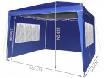 Malatec 2194 Zahradní altán skládací 3 x 3 m + 3 boční stěny modrý