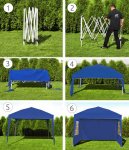 Malatec 2194 Zahradní altán skládací 3 x 3 m + 3 boční stěny modrý