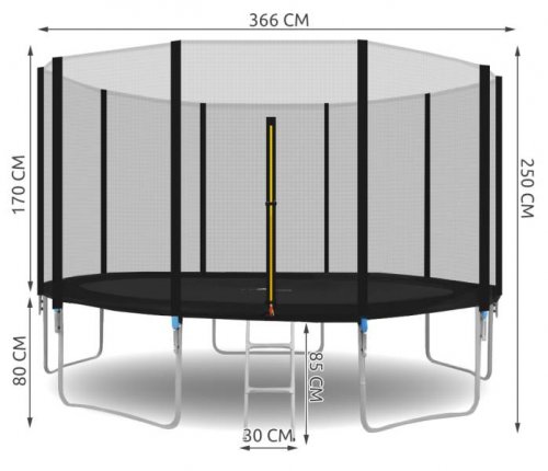 Malatec 3252 Trampolína 366 cm + vonkajšia ochranná sieť + rebrík