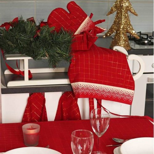 Vánoční kuchyňská zástěra, Červená