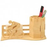 Woodcraft 3D puzzle drevená skladačka Stojanček na ceruzky Cyklista CX311