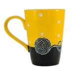 HOME ELEMENTS Keramický hrnček 400 ml, Mačka žltý