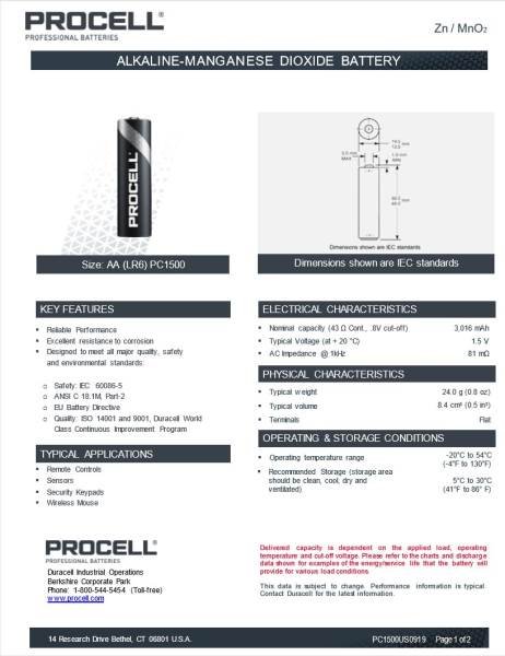 Duracell Procell Alkalická baterie 1.5V, AA 2 ks