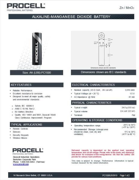 Duracell Procell Alkalická batéria 1.5V, AA 2 ks