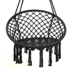 KIK KX7630 Závesné kreslo so strapcami 80 cm čierna