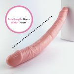 Sensual Double dong super elastický dvojitý lesbický penis 30 cm béžová