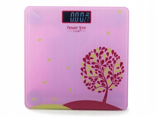 Verk 17085 Digitální osobní váha skleněná LCD 180Kg/100g růžová Strom