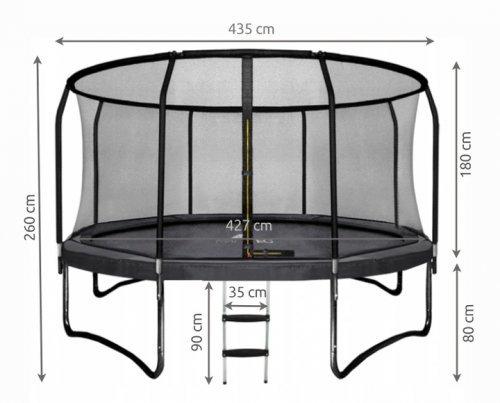 Malatec 9817 Trampolína HQ 427 cm (14FT) + vnútorná ochranná sieť + rebrík