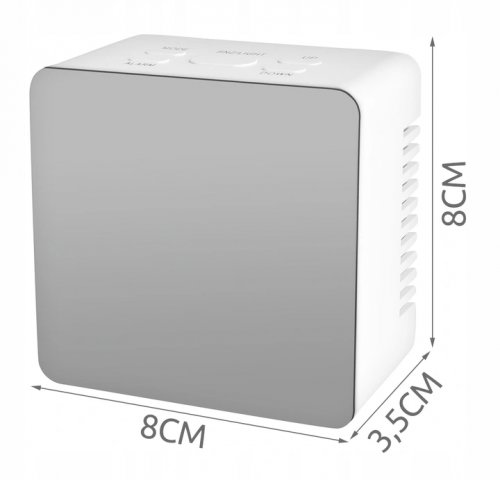 ISO 10112 Multifunkční zrcadlové hodiny s budíkem a teploměrem bílá