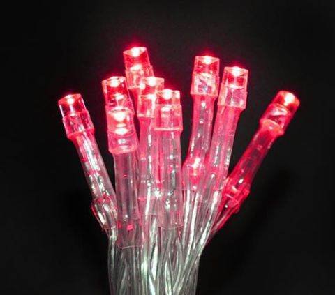 ISO Vánoční řetěz na baterie 10 LED červená délka 2m 