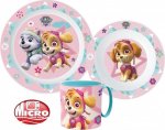Javoli Dětská jídelní sada Micro Paw Patrol 3-dílná růžová