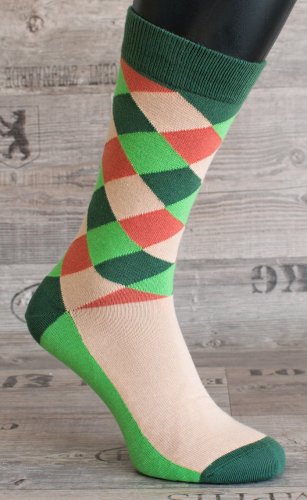 Happy Veselé ponožky Kárová vel. 36- 40 zelenobéžové