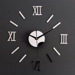 KIK Designové 3D nalepovací hodiny Římské číslice 130 cm stříbrné