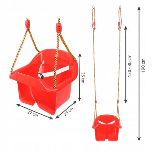 ISO 9919 Detská hojdačka plastová červená