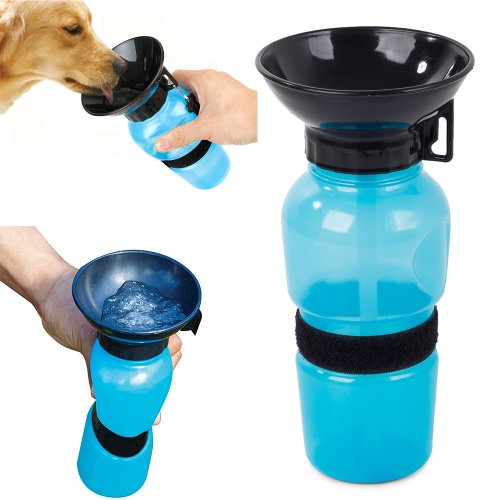 Verk Cestovní láhev pro psy s miskou 500 ml modrá