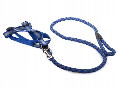 Verk 19117 Nylonový postroj s vodítkom pre psa 120 x 1,5 cm modrý