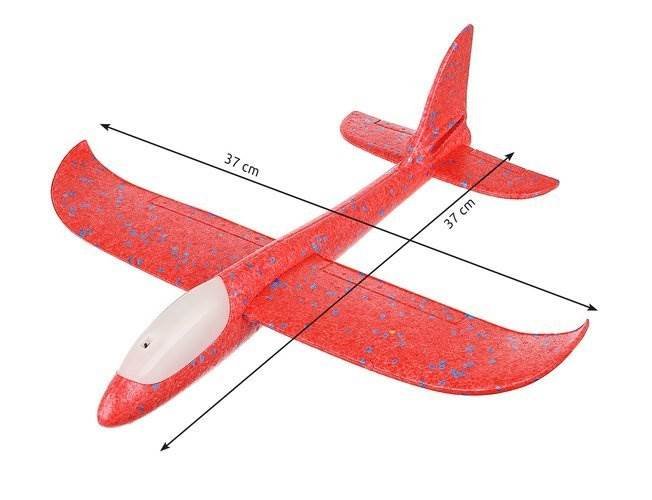 ISO Penové Hádzacie Lietadlo LED 37 x 37 cm červenej