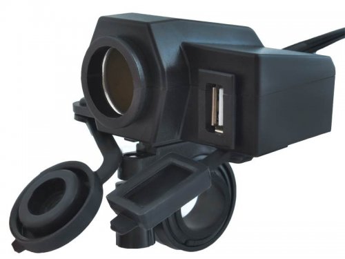 ISO Vodotěsná zásuvka na moto 12V 5V USB 