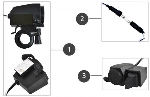 ISO Vodotěsná zásuvka na moto 12V 5V USB 
