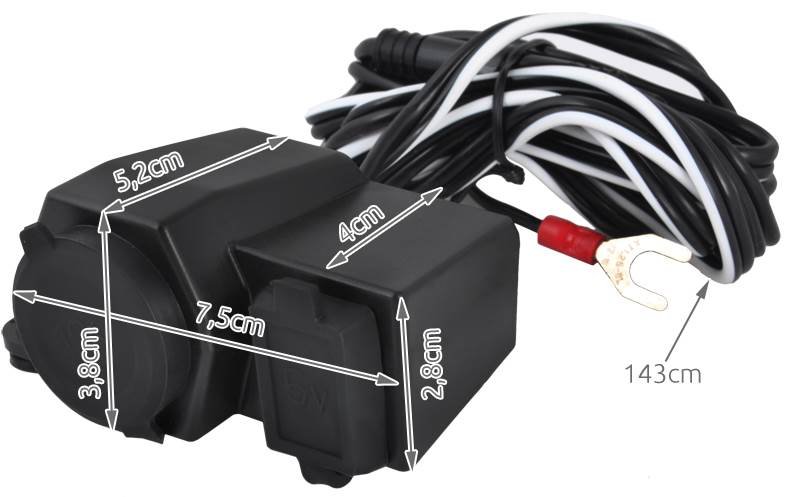 ISO Vodotěsná zásuvka na moto 12V 5V USB 