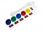 APT Prodlužovací kabel 1,5m 5 zásuvek s vypínači Color