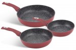 EDENBERG EB-1737 Pánev granitový mramorový povrch 20/24/28 cm červená 3 ks
