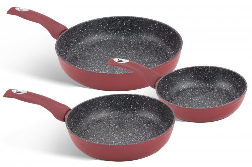 EDENBERG EB-1737 Pánev granitový mramorový povrch 20/24/28 cm červená 3 ks