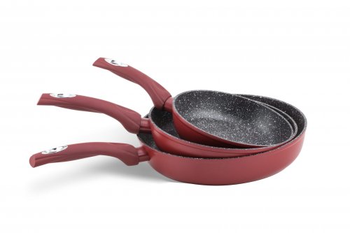 EDENBERG EB-1737 Pánev granitový mramorový povrch 20/24/28 cm červená 3 ks