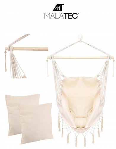 Malatec 10147 Brazilské závěsné houpací křeslo Caracas béžová