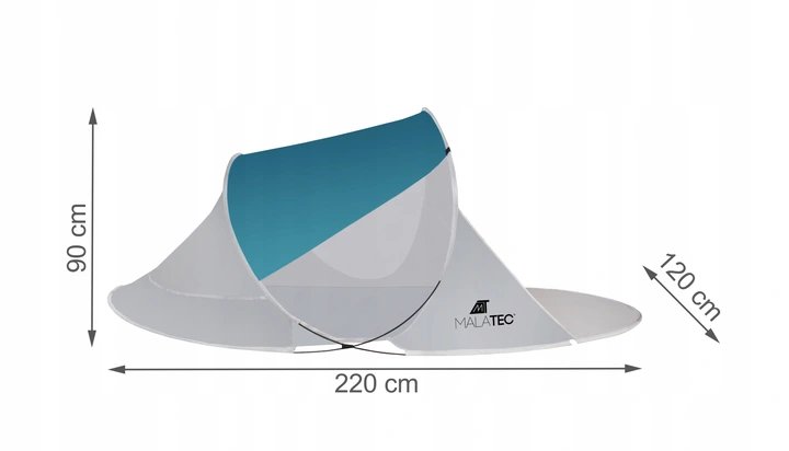 Trizand 10182 Samorozkladací stan plážový 220 x 120 x 90 cm modrošedý