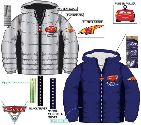 Javoli Zimní bunda Disney Cars vel. 98 stříbrná