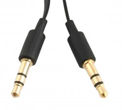 APT Adaptér Jack 3,5mm x Jack 3,5mm audio plochý kabel černý 1m