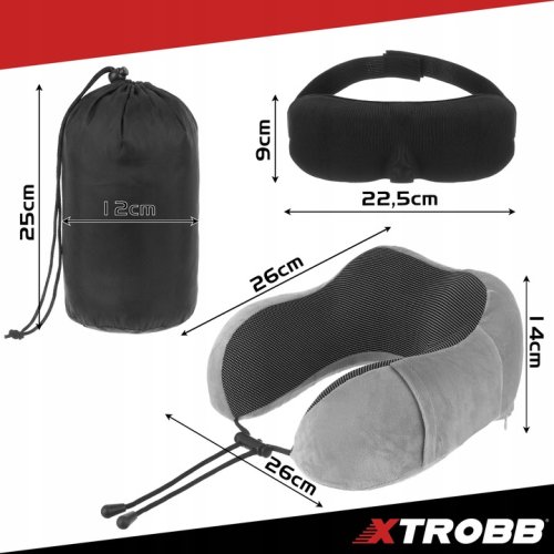 Trizand Cestovná sada 3D maska ​​na spanie šedá