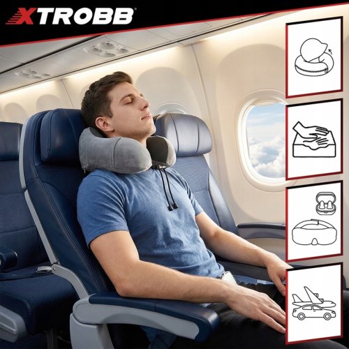 Trizand Cestovná sada 3D maska ​​na spanie šedá