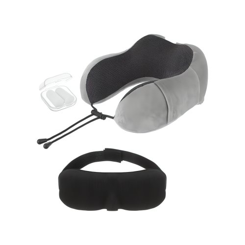 Trizand Cestovná sada 3D maska ​​na spanie šedá