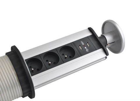 Malatec - 1038 Výsuvná zásuvková lišta so 3 zásuvkami a 2 USB porty
