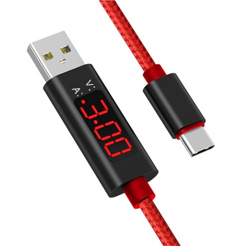 APT KK21R Kabel USB 3.0 konektor USB A / USB-C 1m s voltmetrem a ampérmetrem