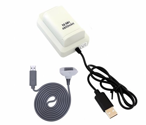 APT KX7B Nabíjecí stanice pro XBOX 360 + 2 ks baterií 4800mAh bílá