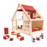 KIK Drevený domček pre bábiky s nábytkom, 26 x 40 x 38 cm
