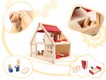 KIK Drevený domček pre bábiky s nábytkom, 26 x 40 x 38 cm