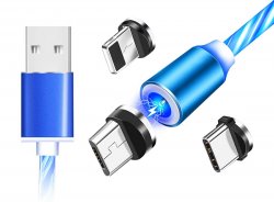 APT KK21S Magnetický USB nabíjecí kabel 3v1 LED
