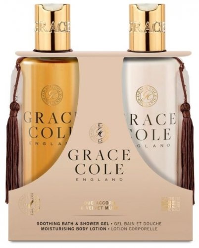 Grace Cole Sprchový gél + Hydratačné telové mlieko - Oud Accord & Velvet Musk, 2x300ml