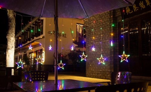 ISO 11316 Světelný závěs hvězdy 138 LED multicolor