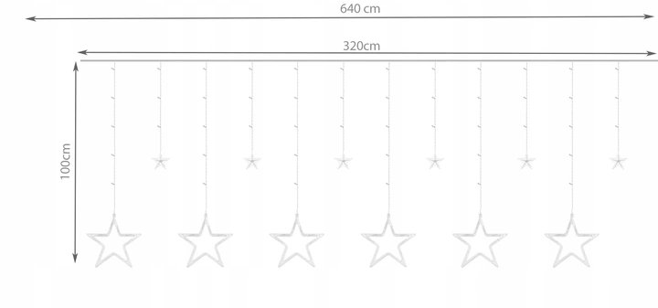 ISO 11316 Světelný závěs hvězdy 138 LED multicolor
