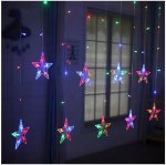 ISO 11319 Světelný závěs hvězdy 108 LED multicolor