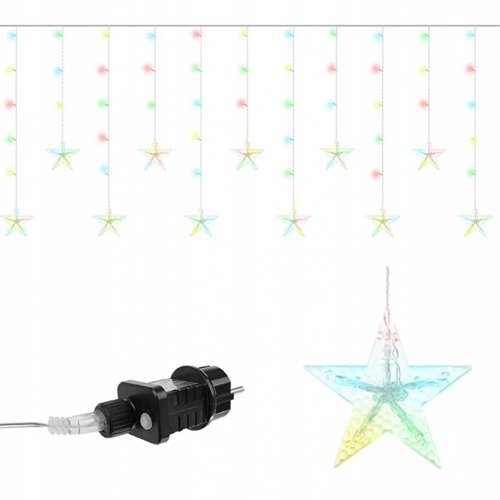 ISO 11319 Světelný závěs hvězdy 108 LED multicolor