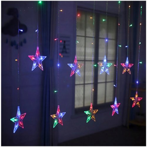 ISO 11319 Světelný závěs hvězdy 108 LED multicolor