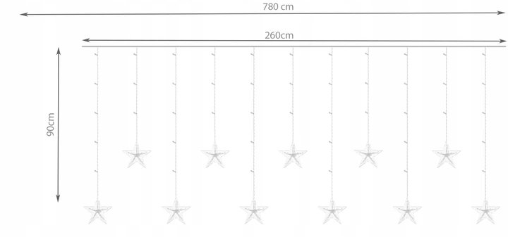 ISO 11322 Světelný závěs hvězdy 108 LED studená bílá