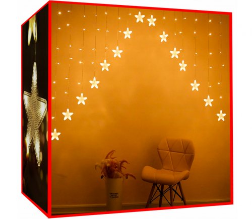 ISO 11337 Světelný závěs hvězdy 136 LED teplá bílá