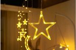 ISO 11329 Světelný závěs hvězdy, měsíc 138 LED teplá bílá